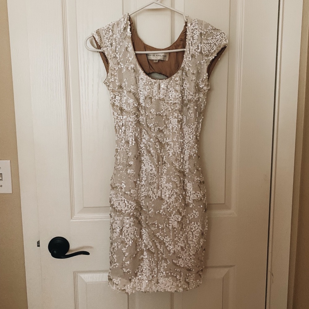 White sequin mini dress